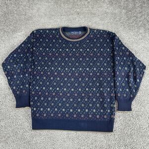 Vintage John Weitz Sweater Mens XL Geometric Pattern Crewneck Pullover USA 90s